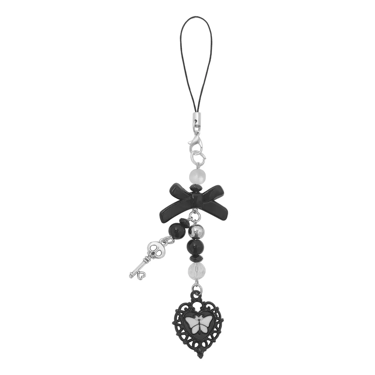 cioatu Black Heart Phone Charm Strap | Y2K Aesthetic Cell Phone Charm Decor - main product image