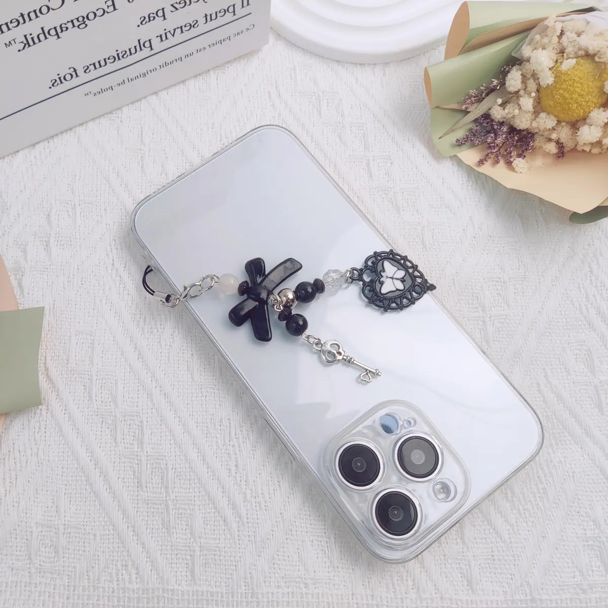 cioatu Black Heart Phone Charm Strap | Y2K Aesthetic Cell Phone Charm Decor - view 5