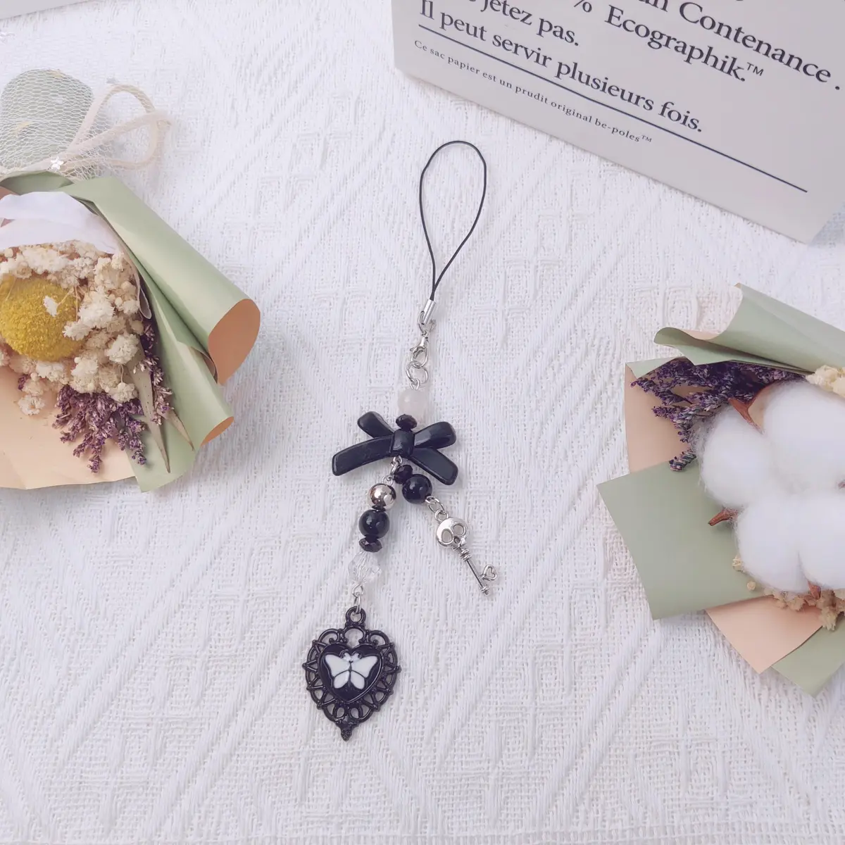 cioatu Black Heart Phone Charm Strap | Y2K Aesthetic Cell Phone Charm Decor - view 2