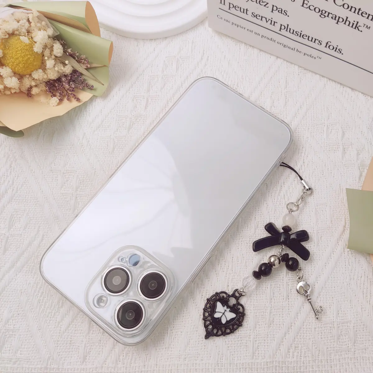cioatu Black Heart Phone Charm Strap | Y2K Aesthetic Cell Phone Charm Decor - view 4