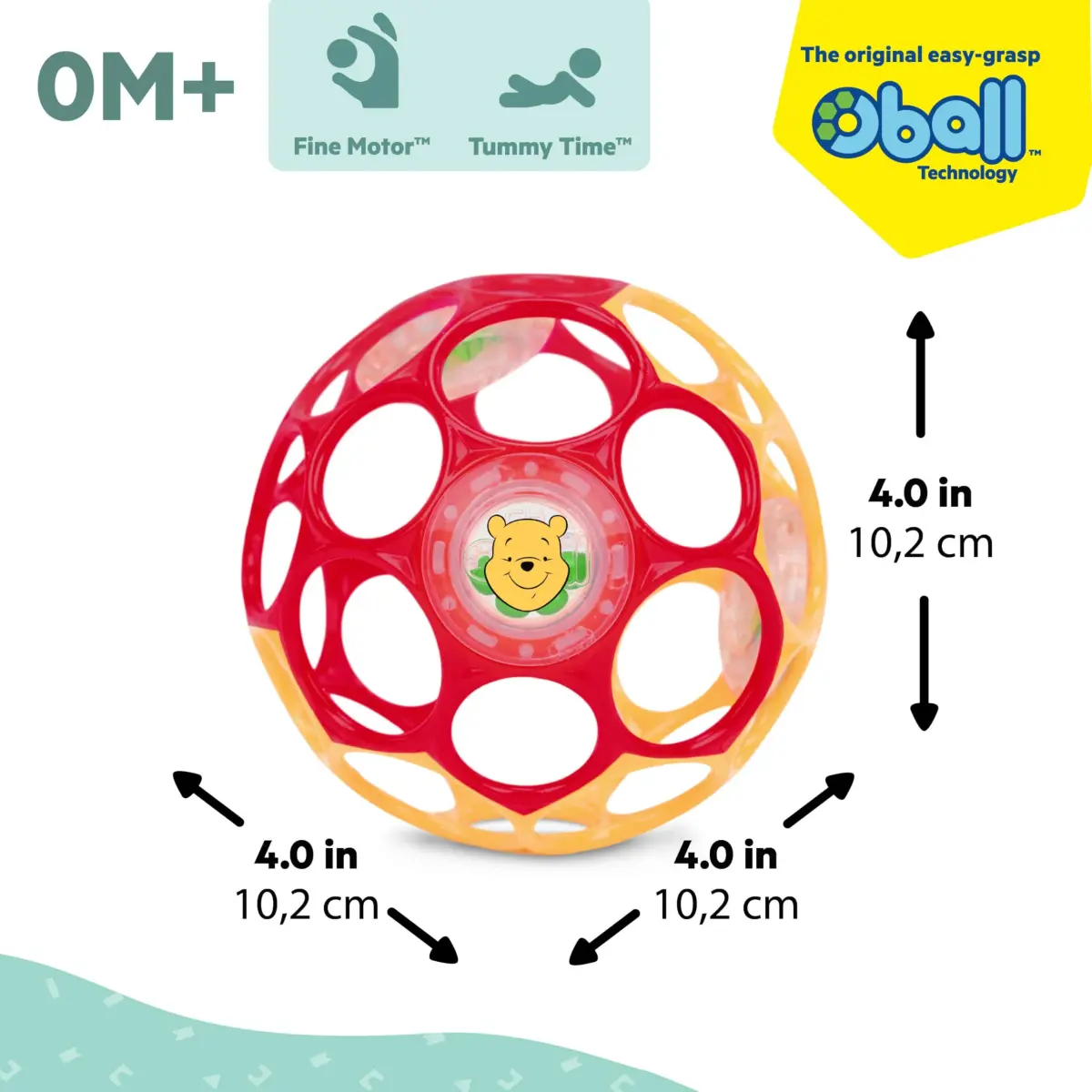 Bright Starts Disney Winnie the Pooh Oball Rattle | BPA-Free, Easy-Grasp, 4-Inch Infant Toy - view 2