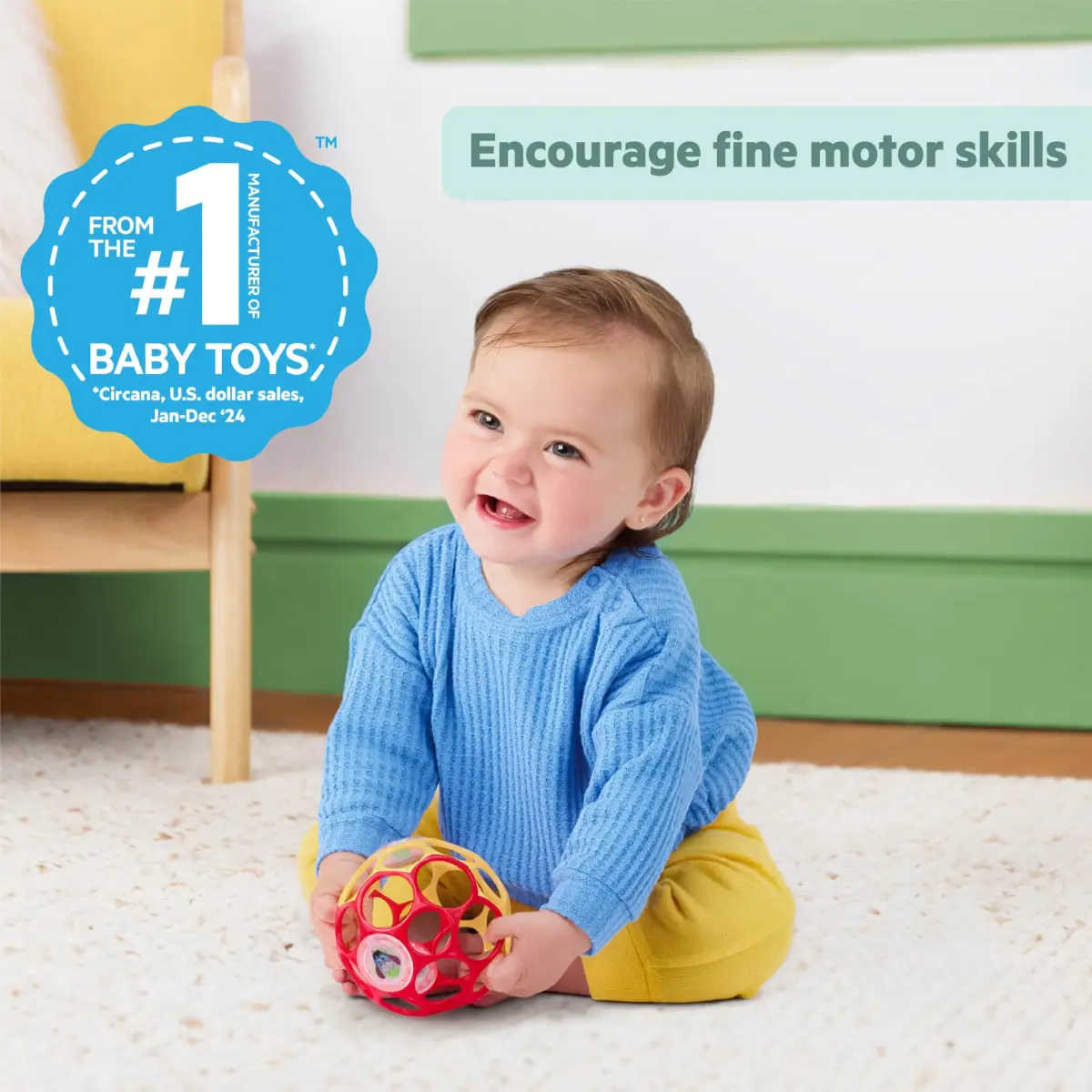 Bright Starts Disney Winnie the Pooh Oball Rattle | BPA-Free, Easy-Grasp, 4-Inch Infant Toy - view 3