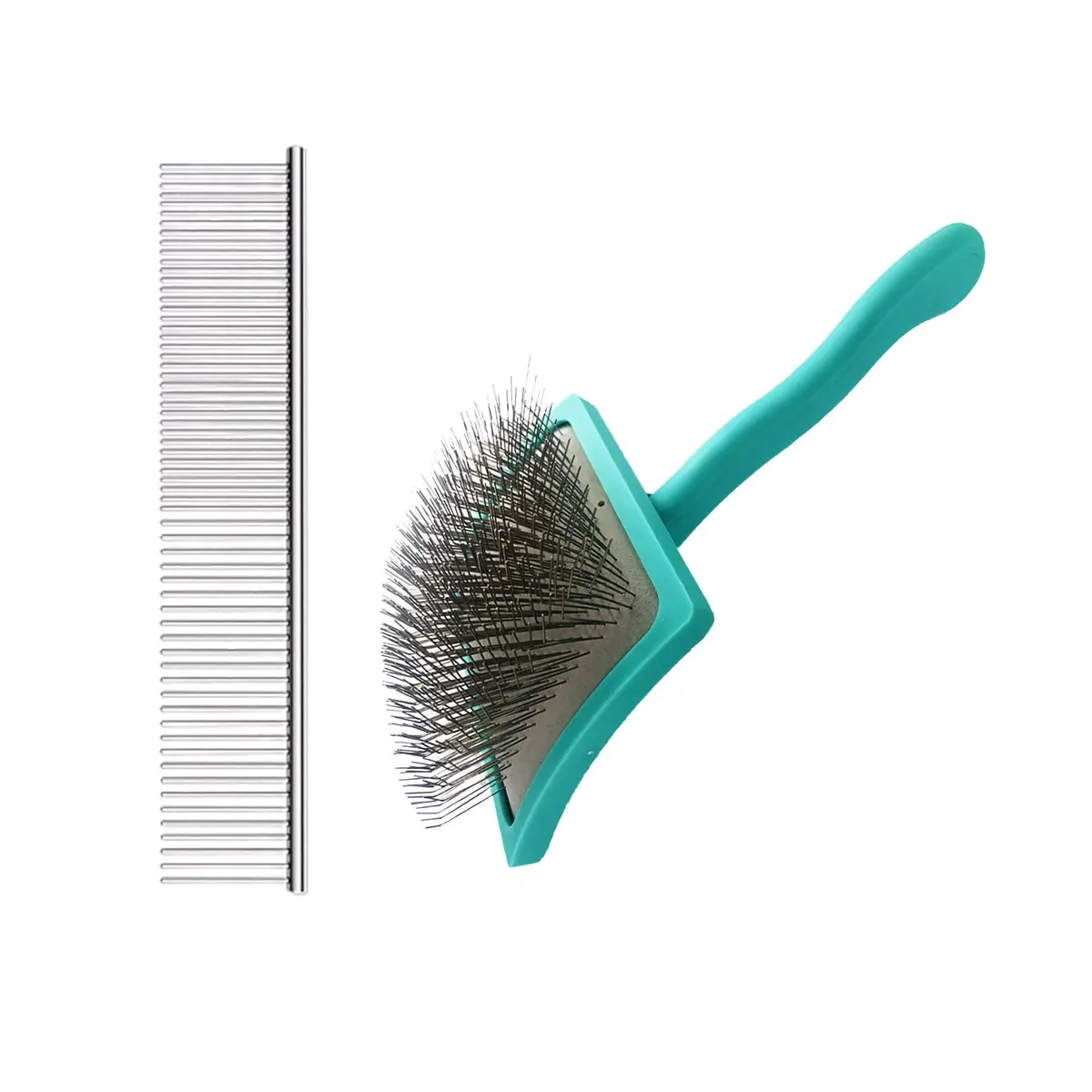 DSKRUI Extra Long Pin Dog Grooming Brush & Stainless Steel Comb Value Kit | Gentle Detangling for Medium & Long Haired Dogs - main product image