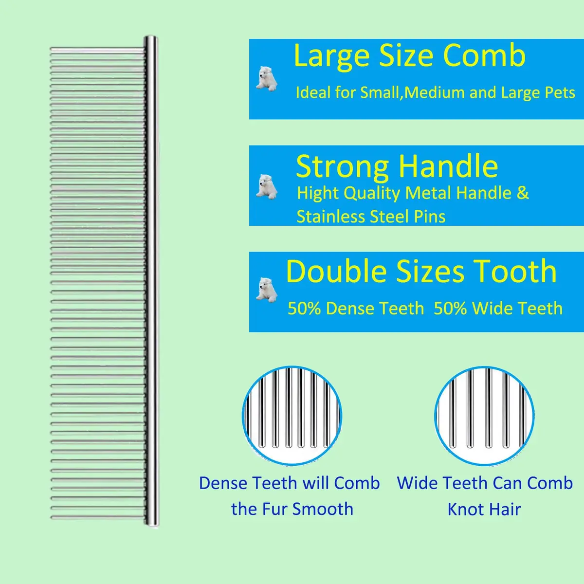 DSKRUI Extra Long Pin Dog Grooming Brush & Stainless Steel Comb Value Kit | Gentle Detangling for Medium & Long Haired Dogs - view 3