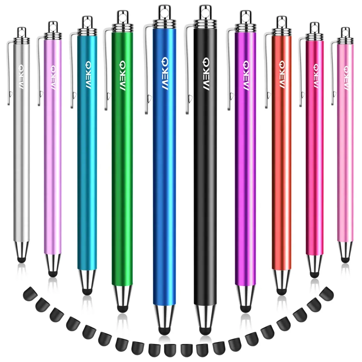 MEKO 10 Pack Thin Stylus Pens with 20 Replacement Tips | Universal Capacitive Stylus for Touchscreens - main product image