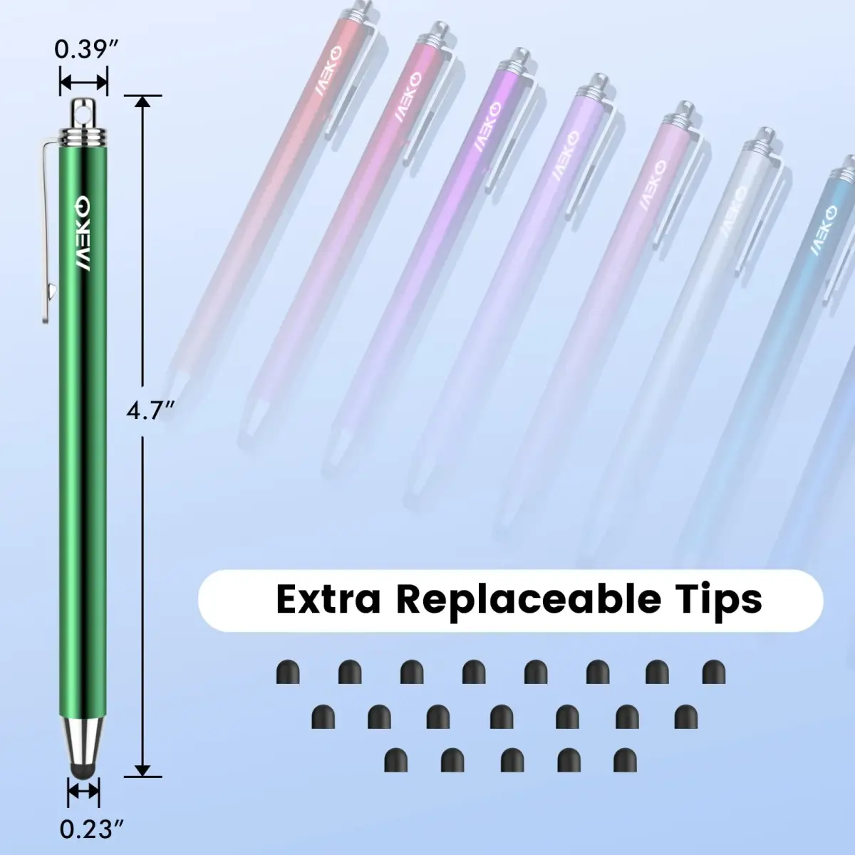 MEKO 10 Pack Thin Stylus Pens with 20 Replacement Tips | Universal Capacitive Stylus for Touchscreens - view 3