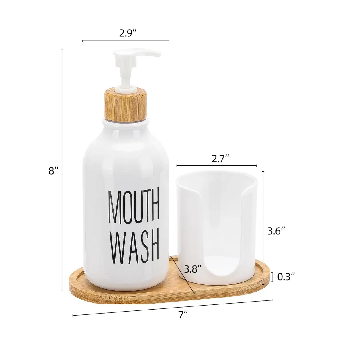 Tbestmax White 17oz Pump Dispenser with Cup Holder & Tray | Organizes Bathroom Countertops - view 2