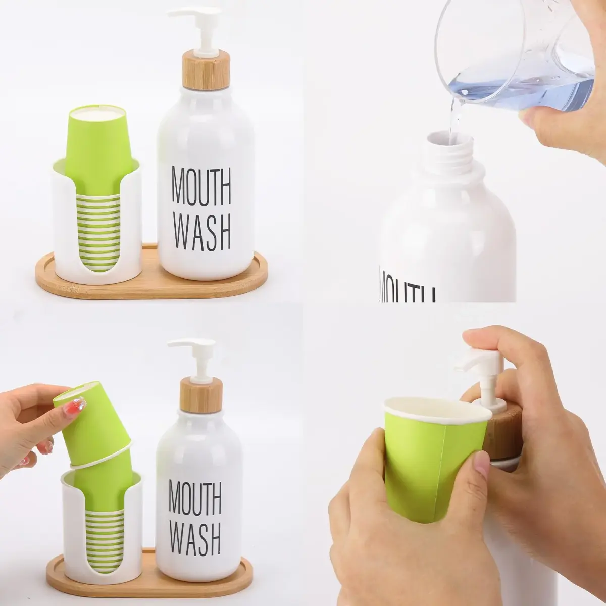 Tbestmax White 17oz Pump Dispenser with Cup Holder & Tray | Organizes Bathroom Countertops - view 3