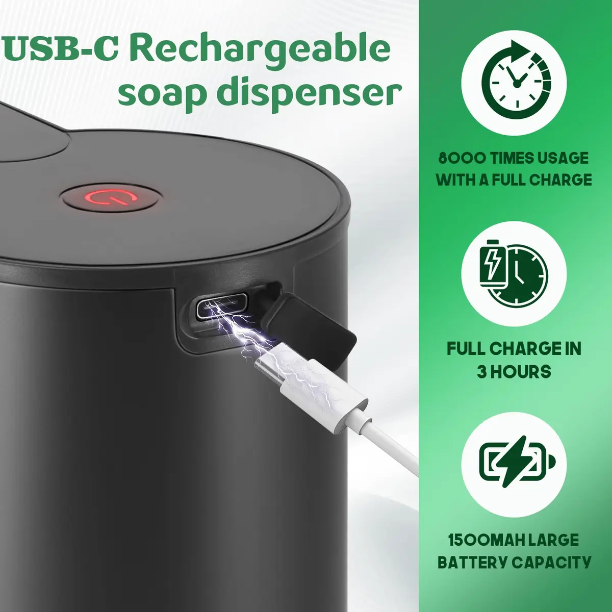 HOTBABY Automatic Hand Soap Dispenser Touchless Stainless Steel | Foaming, Rechargeable, Waterproof - view 4