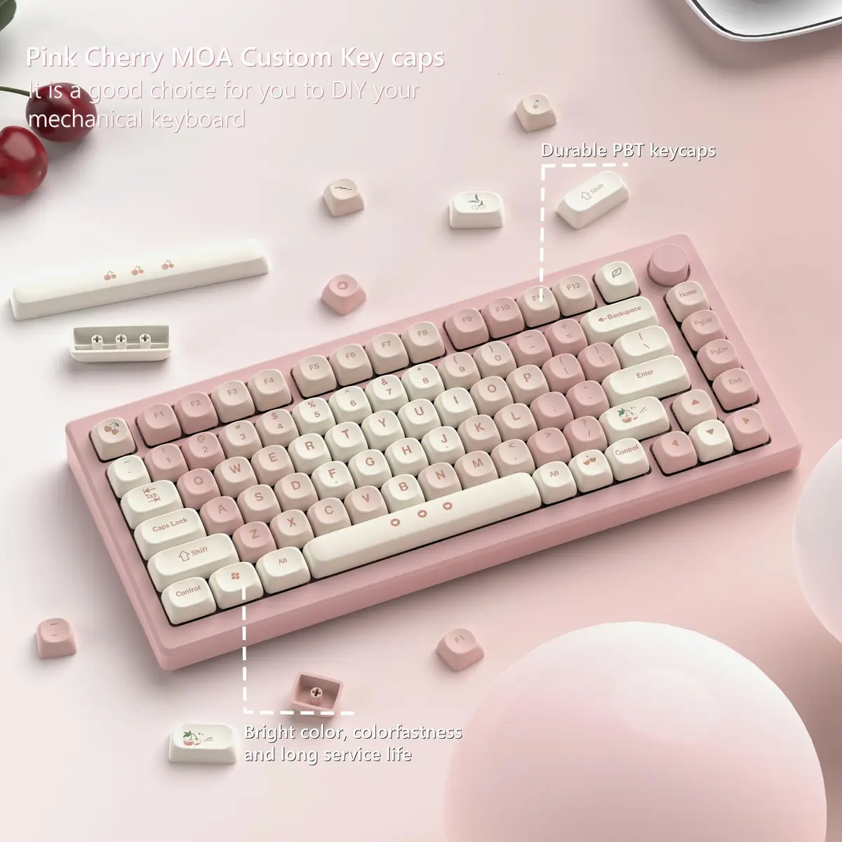 Womier Pink Cute MOA Keycaps Set - 143 Keys | Dye-Sublimation PBT Custom Keyboard Caps - view 5