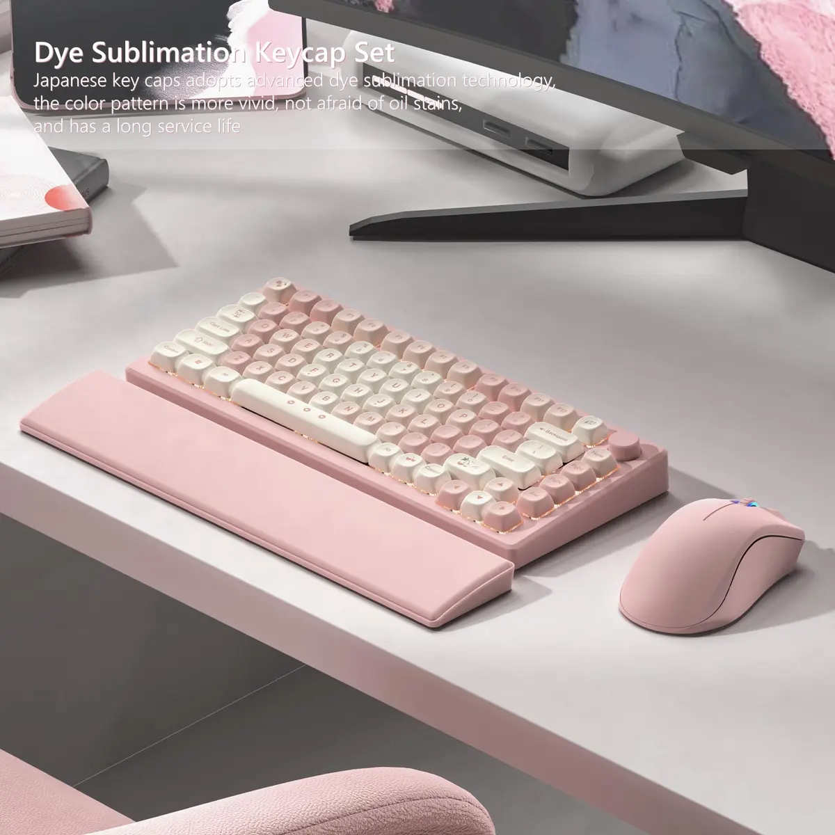 Womier Pink Cute MOA Keycaps Set - 143 Keys | Dye-Sublimation PBT Custom Keyboard Caps - view 3