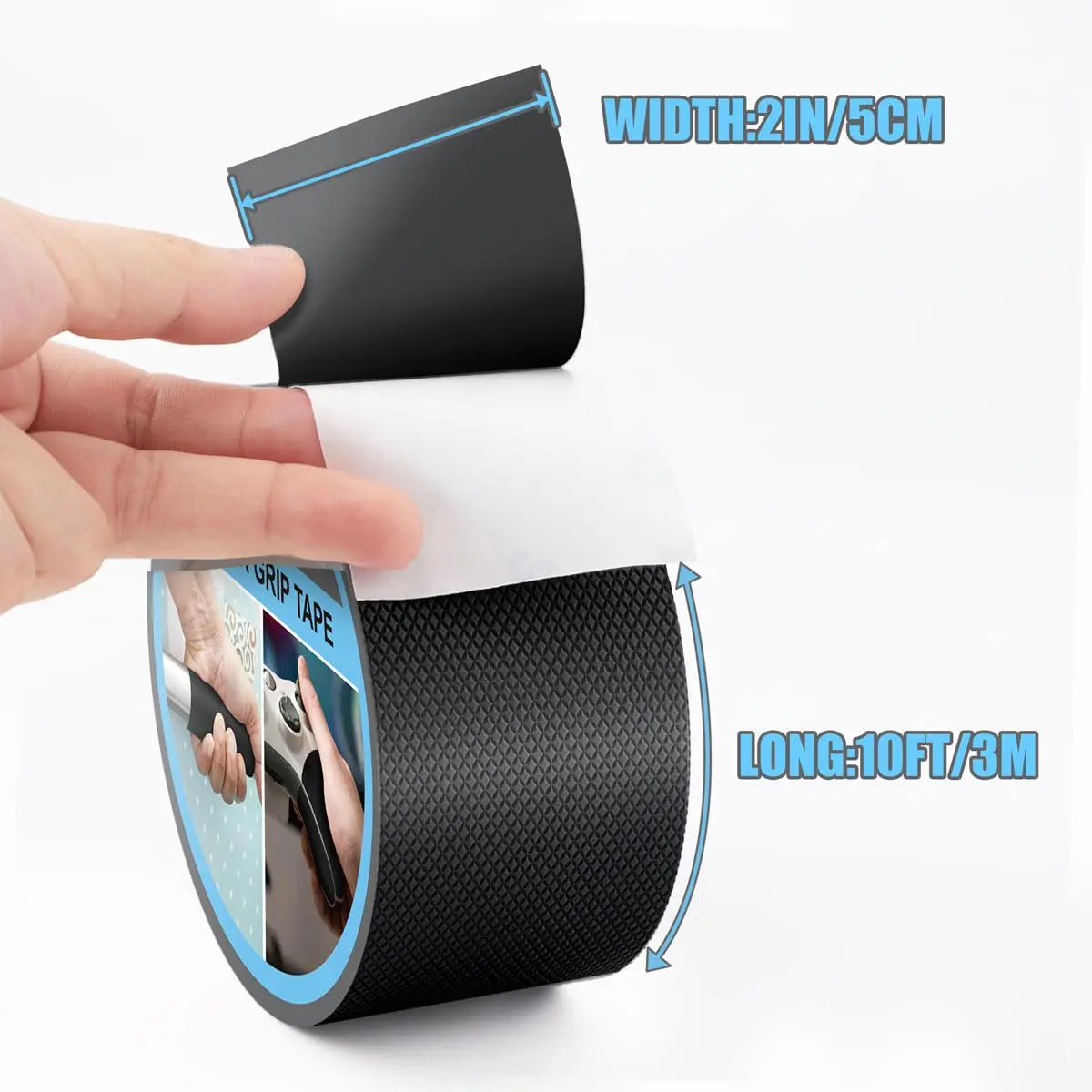 Yorwe Rubber Grip Tape 5cm (2In) x 3m (10Ft) Black | Enhanced Traction & Comfort - view 2
