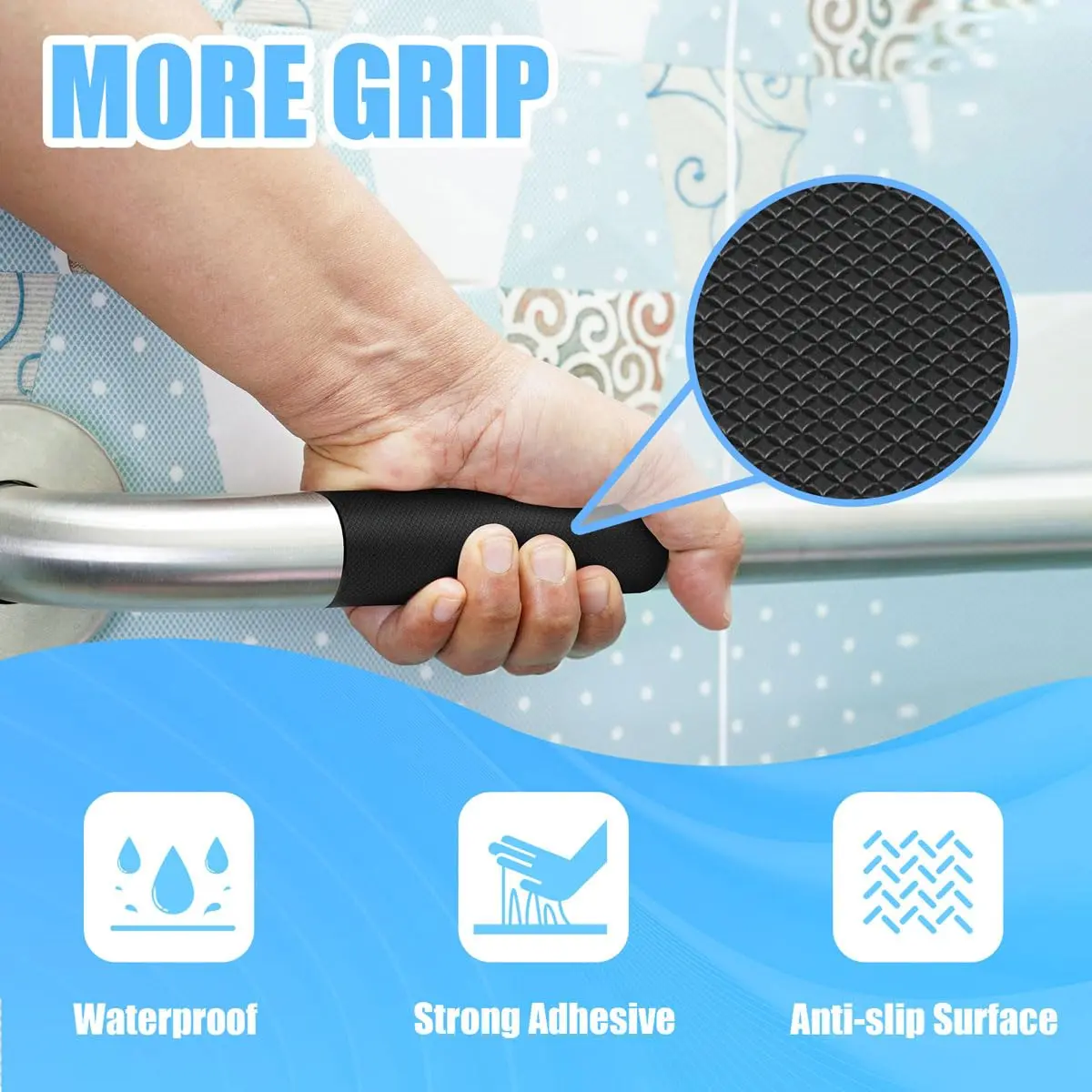 Yorwe Rubber Grip Tape 5cm (2In) x 3m (10Ft) Black | Enhanced Traction & Comfort - view 3