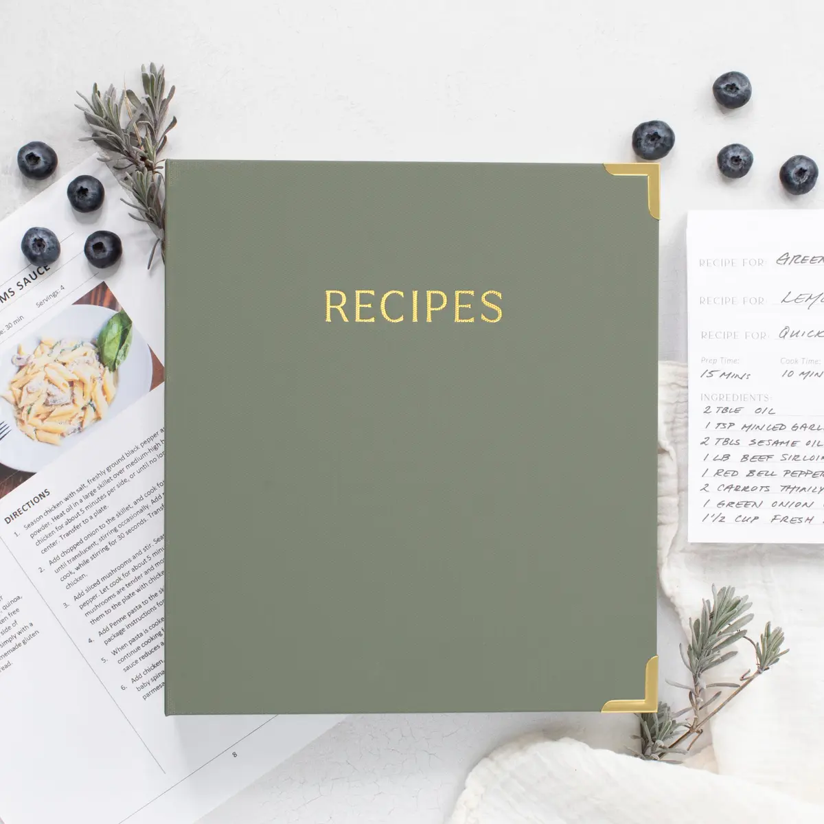 ZICOTO Recipe Binder with Waterproof Cloth Cover & Plastic Sleeves | Organize Family Recipes in Style - view 3