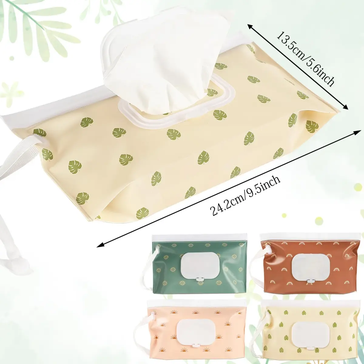 FEBSNOW Baby Wipe Dispenser 4 Pack | Portable Refillable Wet Wipe Holder with Nylon Loop - view 2