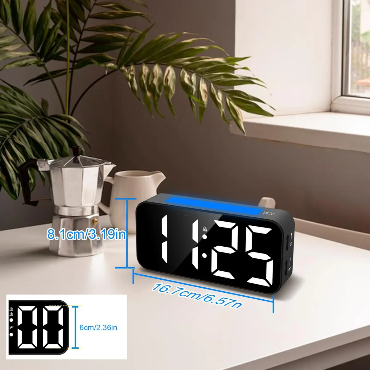 Topski Loud Alarm Clock for Bedrooms 7in Digital Display Night Light Snooze Heavy Sleepers - view 6