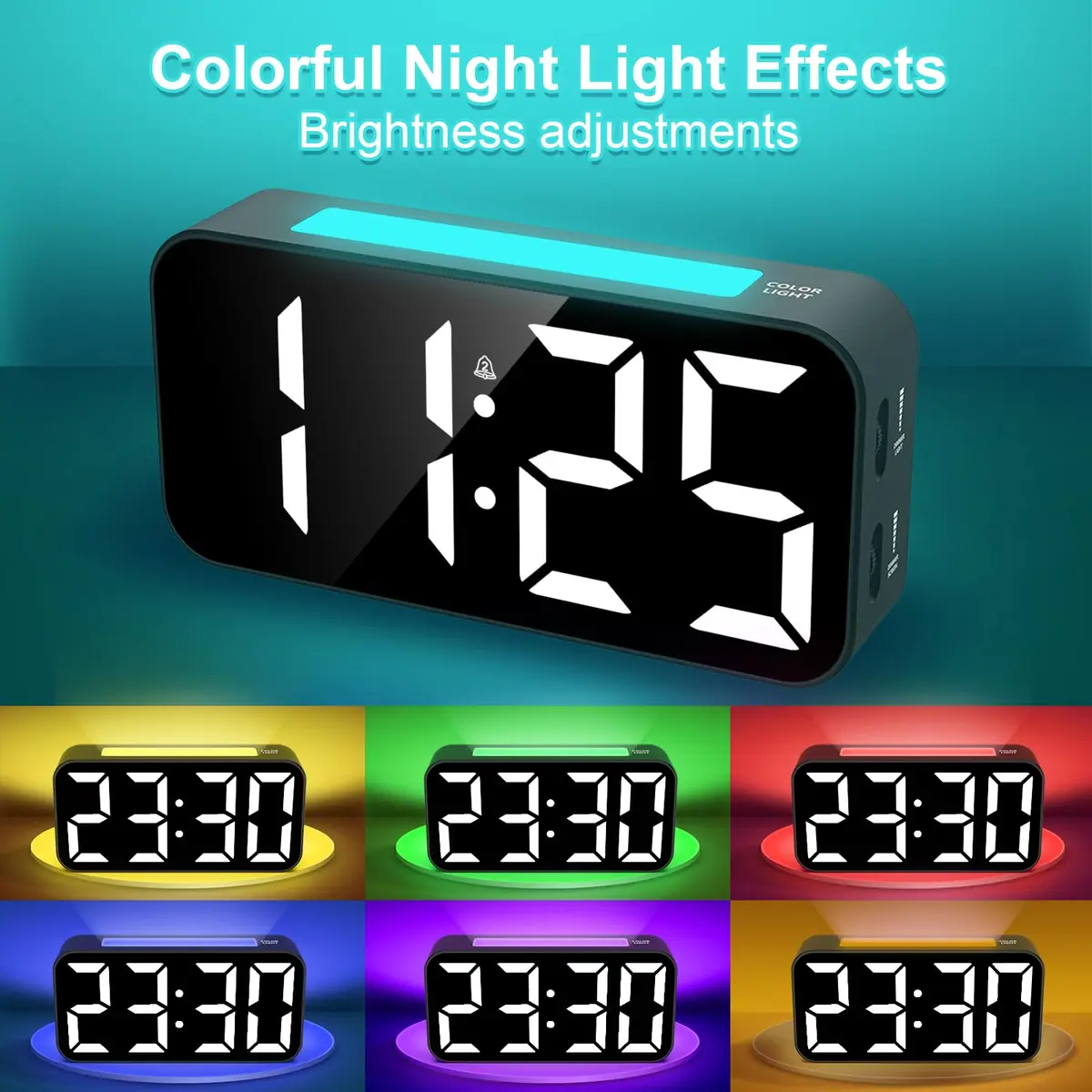 Topski Loud Alarm Clock for Bedrooms 7in Digital Display Night Light Snooze Heavy Sleepers - view 2