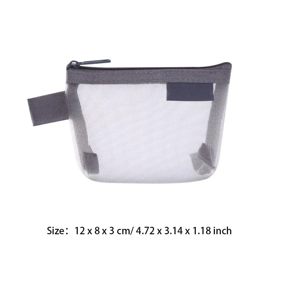 Finyoffiy 3-Pack Portable Square Mesh Storage Bags | Zippered Cosmetic & Coin Pouch, 4.72 x 1.18 x 3.14 inches - view 6