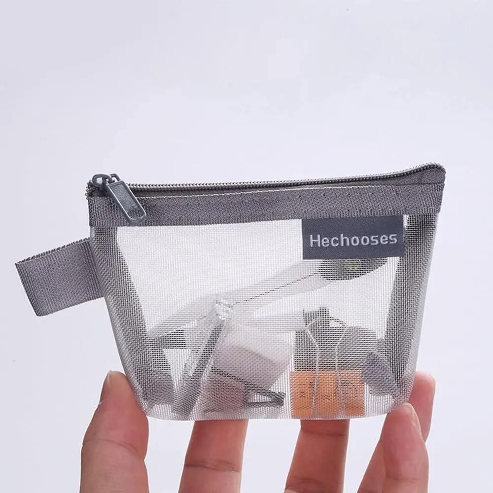 Finyoffiy 3-Pack Portable Square Mesh Storage Bags | Zippered Cosmetic & Coin Pouch, 4.72 x 1.18 x 3.14 inches - view 4