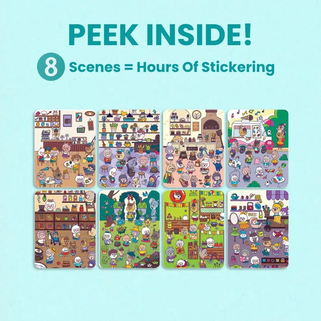 CUPKIN Llama Village Sticker Book with 300+ Stickers & Coloring Pages, Lay-Flat Spiral Bound, Ages 2-8 - view 6