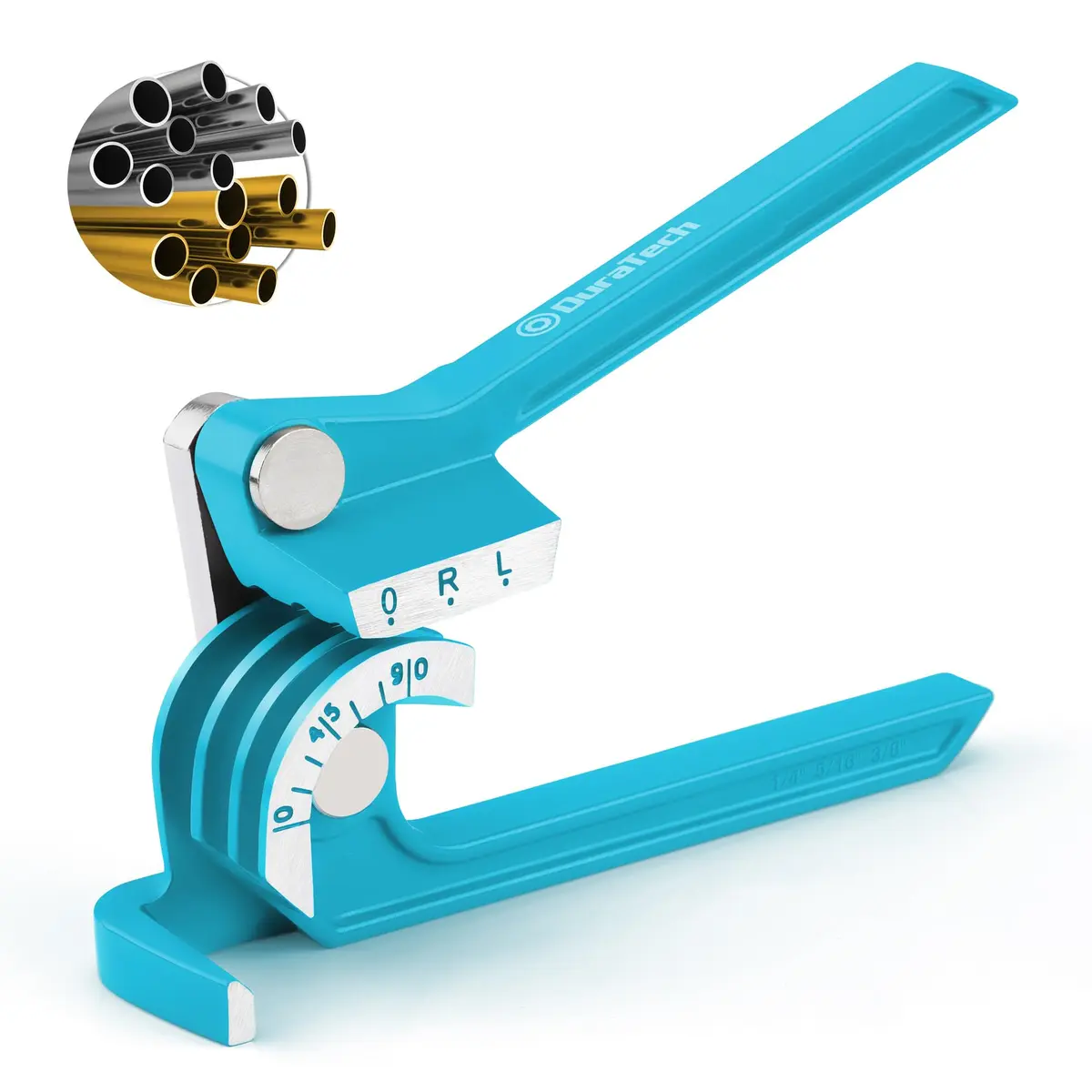 DURATECH 90 Degree Tubing Bender | Aluminum Pipe & Brake Line Tool for Copper, Brass, Steel | Blue - main product image