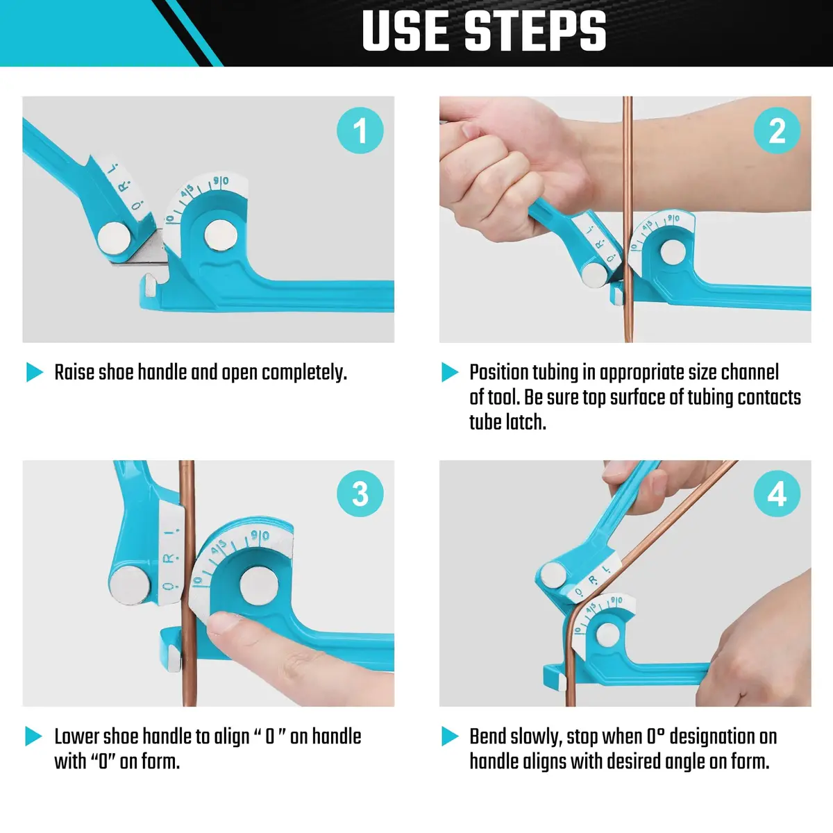 DURATECH 90 Degree Tubing Bender | Aluminum Pipe & Brake Line Tool for Copper, Brass, Steel | Blue - view 5
