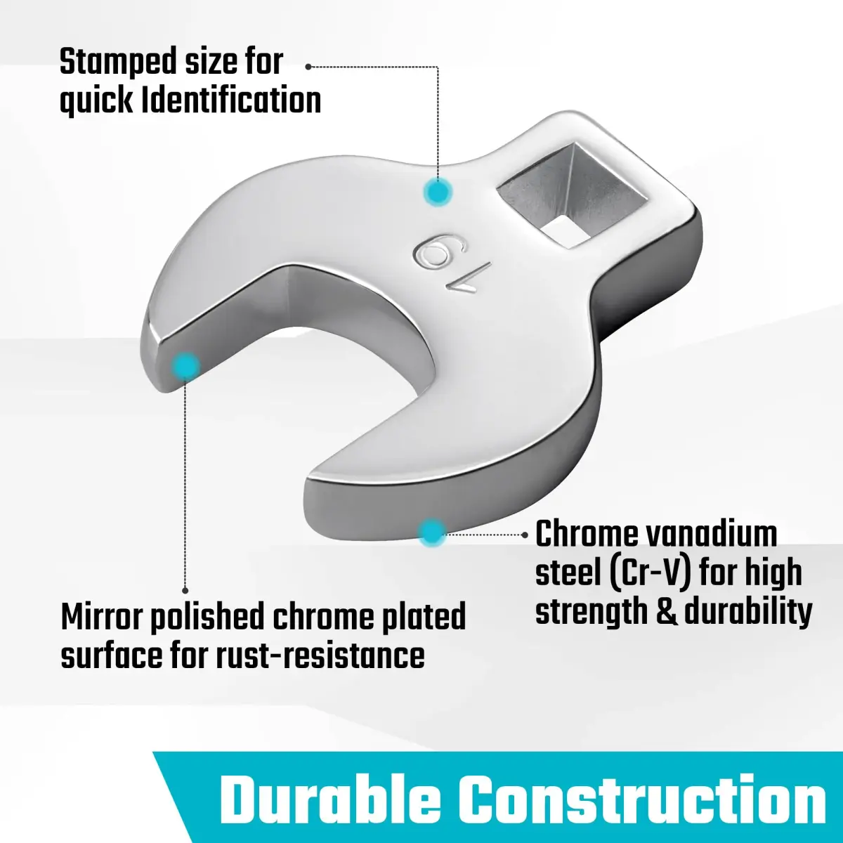 DURATECH 10-Piece 3/8" Drive Crowfoot Wrench Set Metric 10-19mm | CR-V Steel with EVA Organizer - view 3