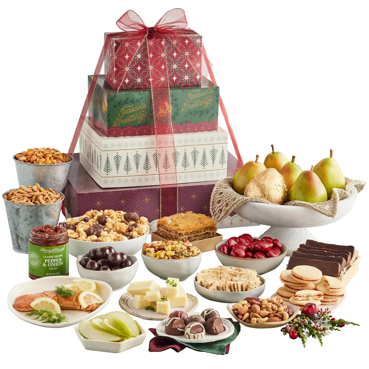 Harry & David Tower Of Treats® Supreme Holiday Gift, Gift Tower, Holiday | Gourmet Snack Gift Basket - main product image