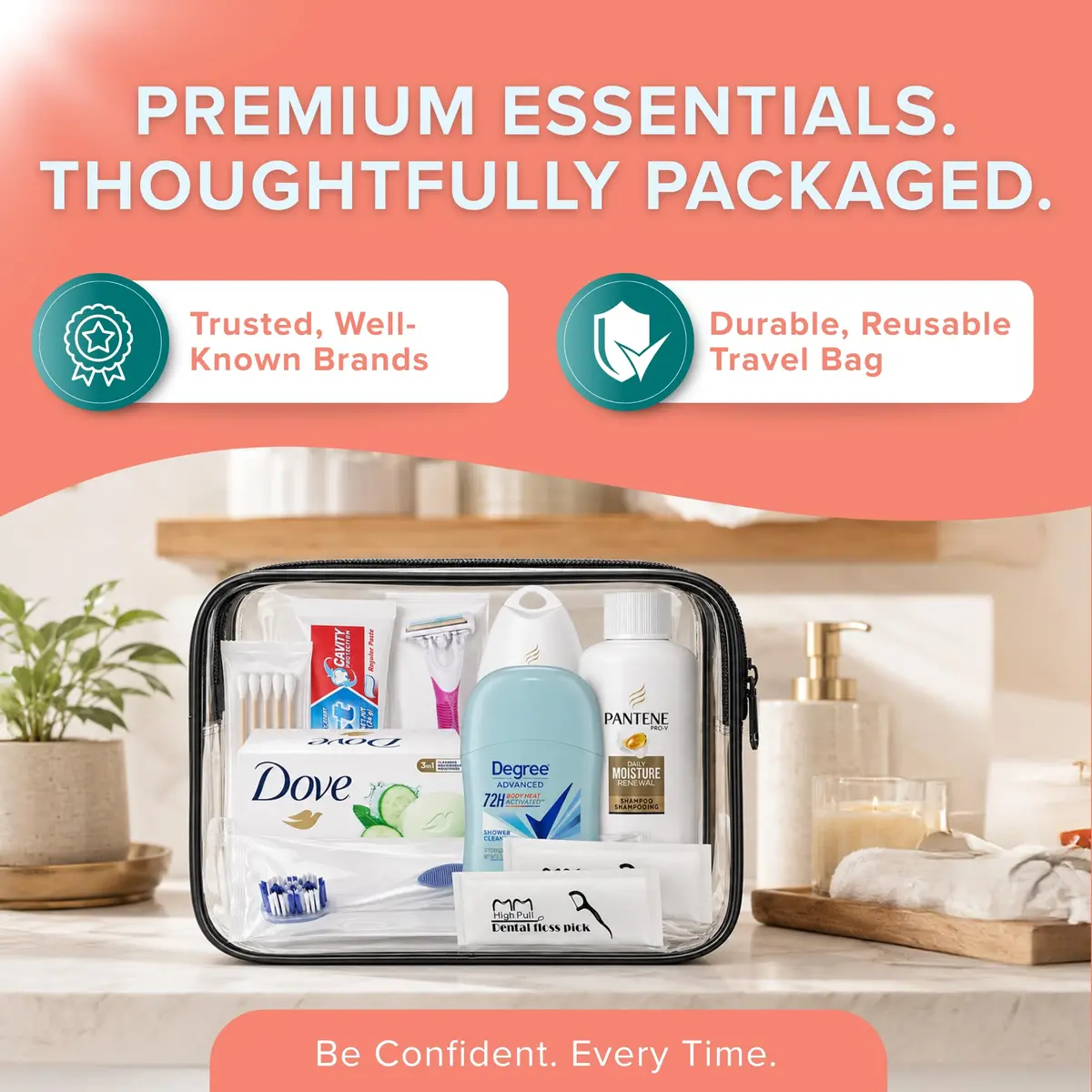 TREKTOTE Travel Essentials Kit for Women – 15 Piece TSA Approved Toiletry Bag & Travel Size Kit - view 5