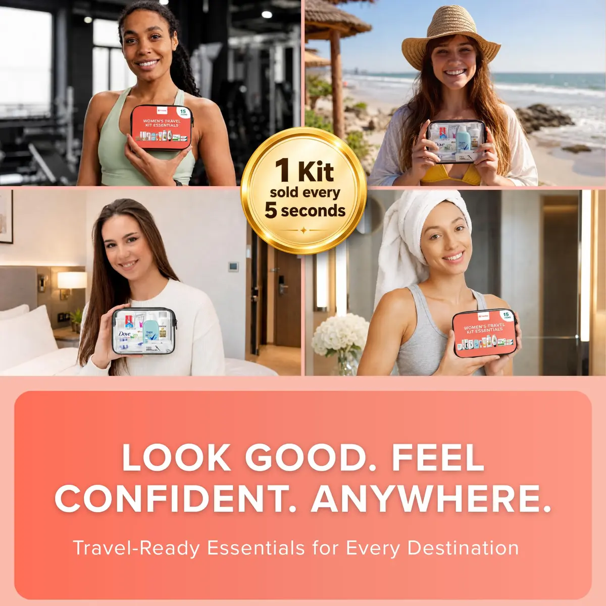TREKTOTE Travel Essentials Kit for Women – 15 Piece TSA Approved Toiletry Bag & Travel Size Kit - view 6