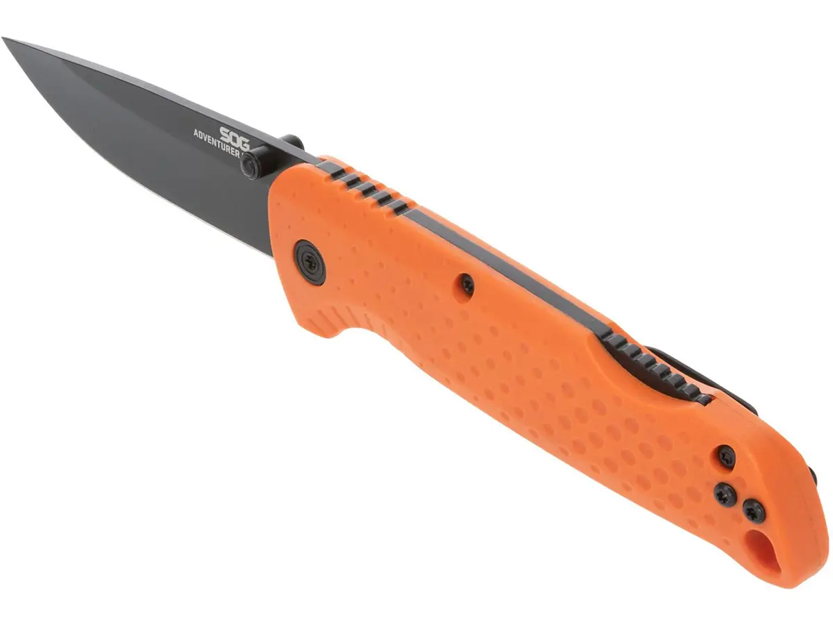 SOG Adventurer LB 3" Folding Knife | CRYO 5CR15MOV Steel | GRN Handle | Lock-Back, Blaze Orange/Black - view 3