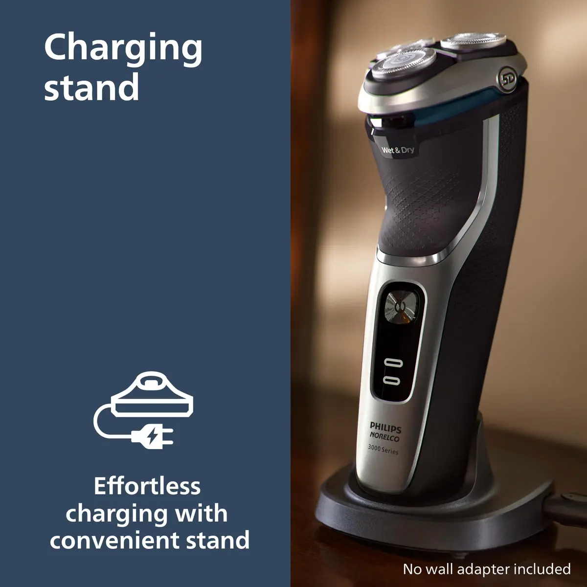 Philips Norelco 3900 Series Electric Shaver Storm Blue | Wet & Dry, Self-Sharpening Blades, 60 Min Battery - view 3
