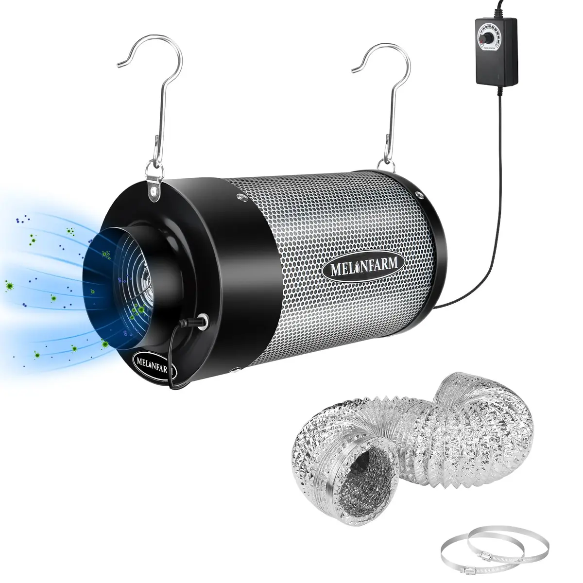 MELONFARM Air Filtration Kit 4" | Low Noise Carbon Filter with 12-Speed Controller (4"x12.6") - main product image