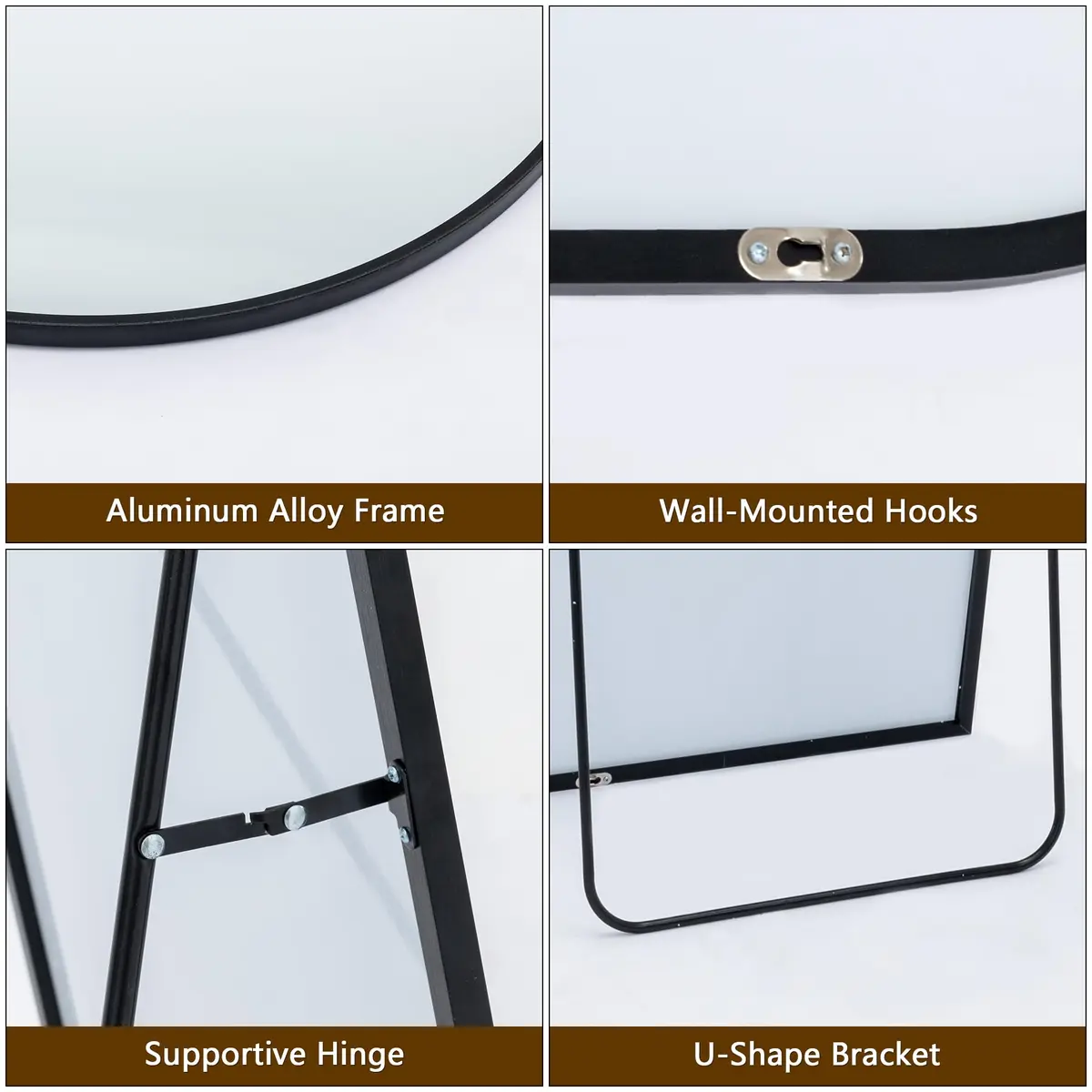 Dolonm 64x21 Inch Arch Full Length Mirror | Aluminum Alloy Frame, Large Free-Standing or Wall-Hanging - view 4