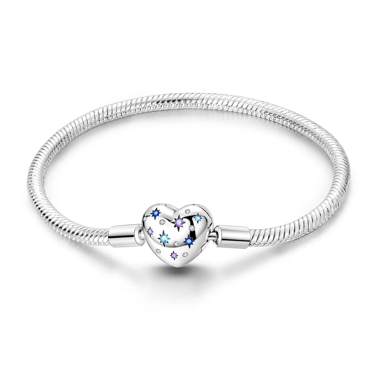 Hapour Charm Bracelet for Women Sterling Silver, Heart Clasp Snake Chain | Travel & Gift - main product image