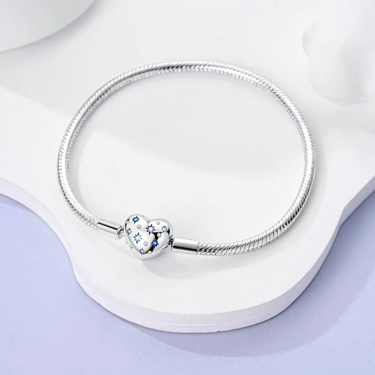 Hapour Charm Bracelet for Women Sterling Silver, Heart Clasp Snake Chain | Travel & Gift - view 2