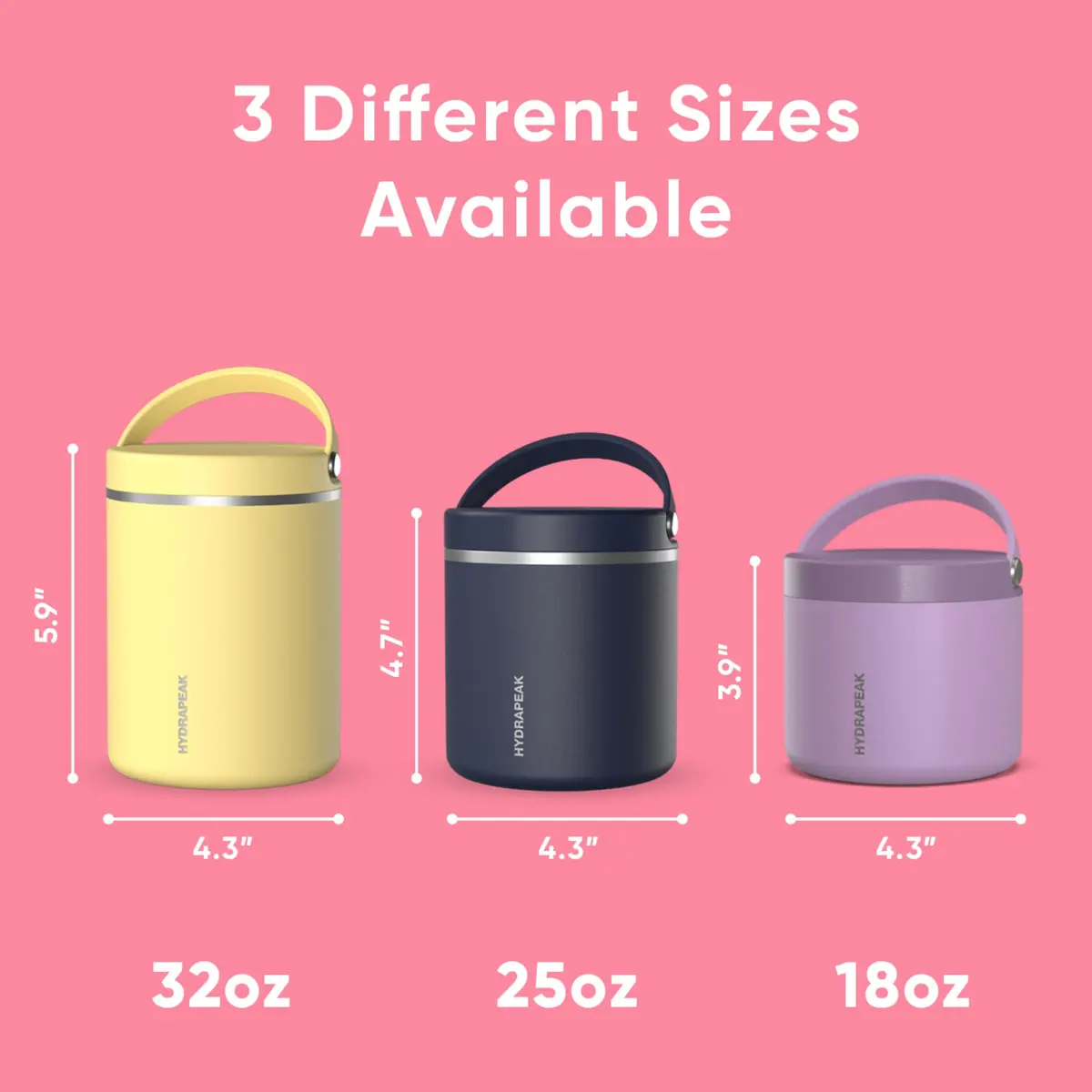 Hydrapeak 18oz (535ml) Stainless Steel Vacuum Insulated Food Jar | Hot Food & Cold Food, Wide Mouth Leak-Proof Soup Jar with Handle (Neon Crush) - view 5