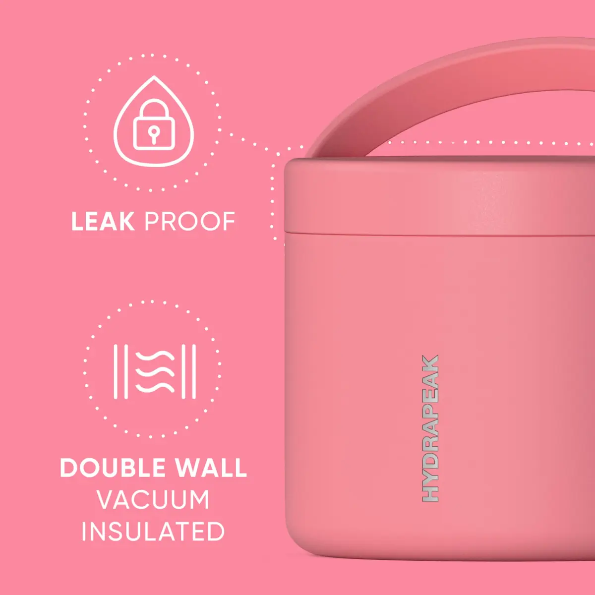 Hydrapeak 18oz (535ml) Stainless Steel Vacuum Insulated Food Jar | Hot Food & Cold Food, Wide Mouth Leak-Proof Soup Jar with Handle (Neon Crush) - view 3