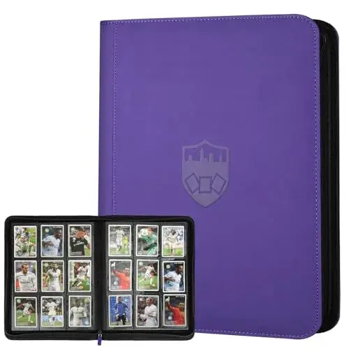 GERMUN Mini Card Binder 1 Pocket, 80 Pockets Trading Card Album Folder with 40 Sleeves Double Sided, Purple - main product image