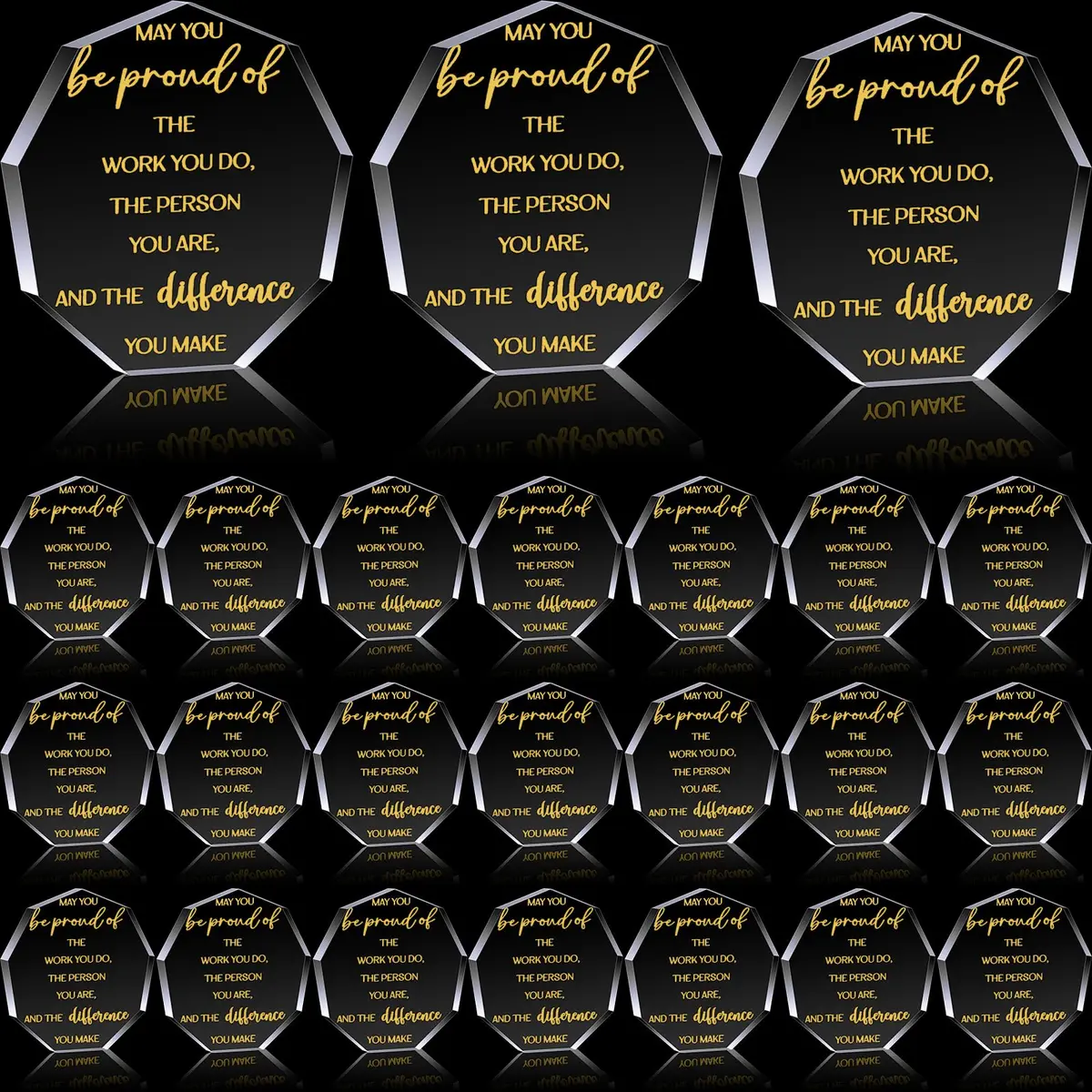 Huquary Acrylic Appreciation Trophies - 24 Pcs Motivational Awards | 6 cm (2.36 in) Diameter - main product image