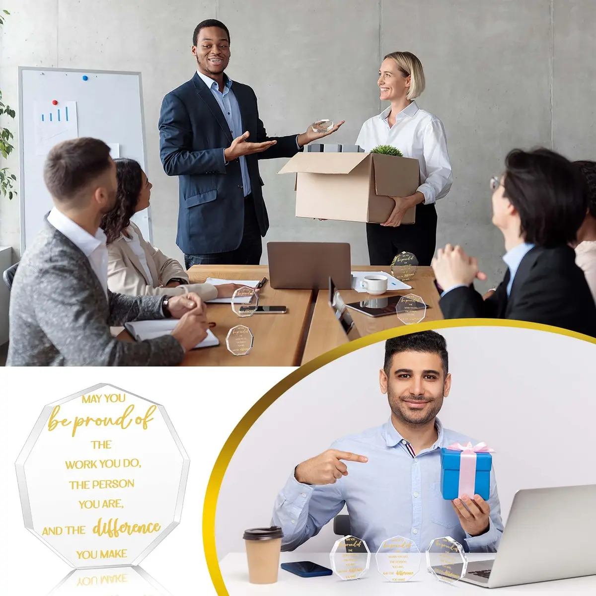 Huquary Acrylic Appreciation Trophies - 24 Pcs Motivational Awards | 6 cm (2.36 in) Diameter - view 6