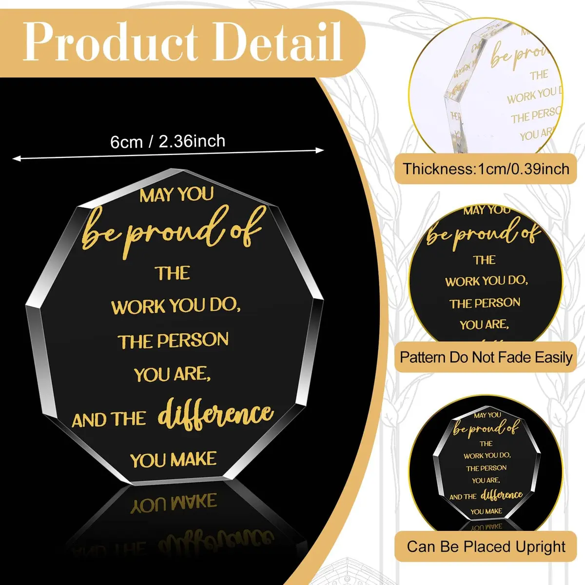 Huquary Acrylic Appreciation Trophies - 24 Pcs Motivational Awards | 6 cm (2.36 in) Diameter - view 2