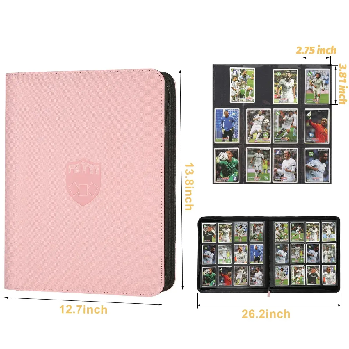 GERMUN Pink Trading Card Binder Ringless Side Loading 720 Cards | Acid-Free PU Zipper Album - view 3