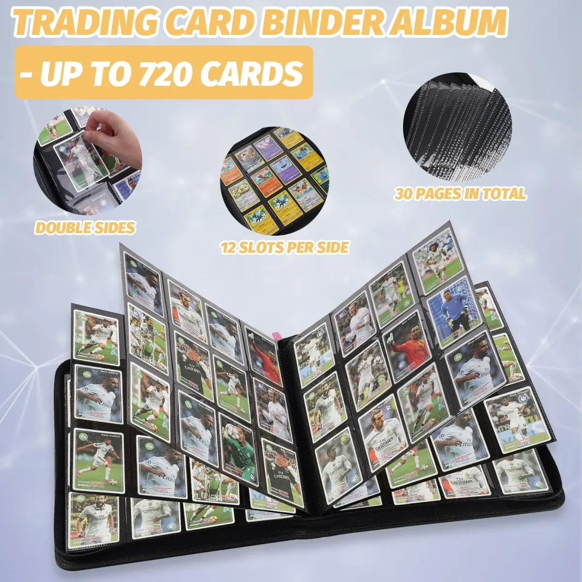GERMUN Pink Trading Card Binder Ringless Side Loading 720 Cards | Acid-Free PU Zipper Album - view 4