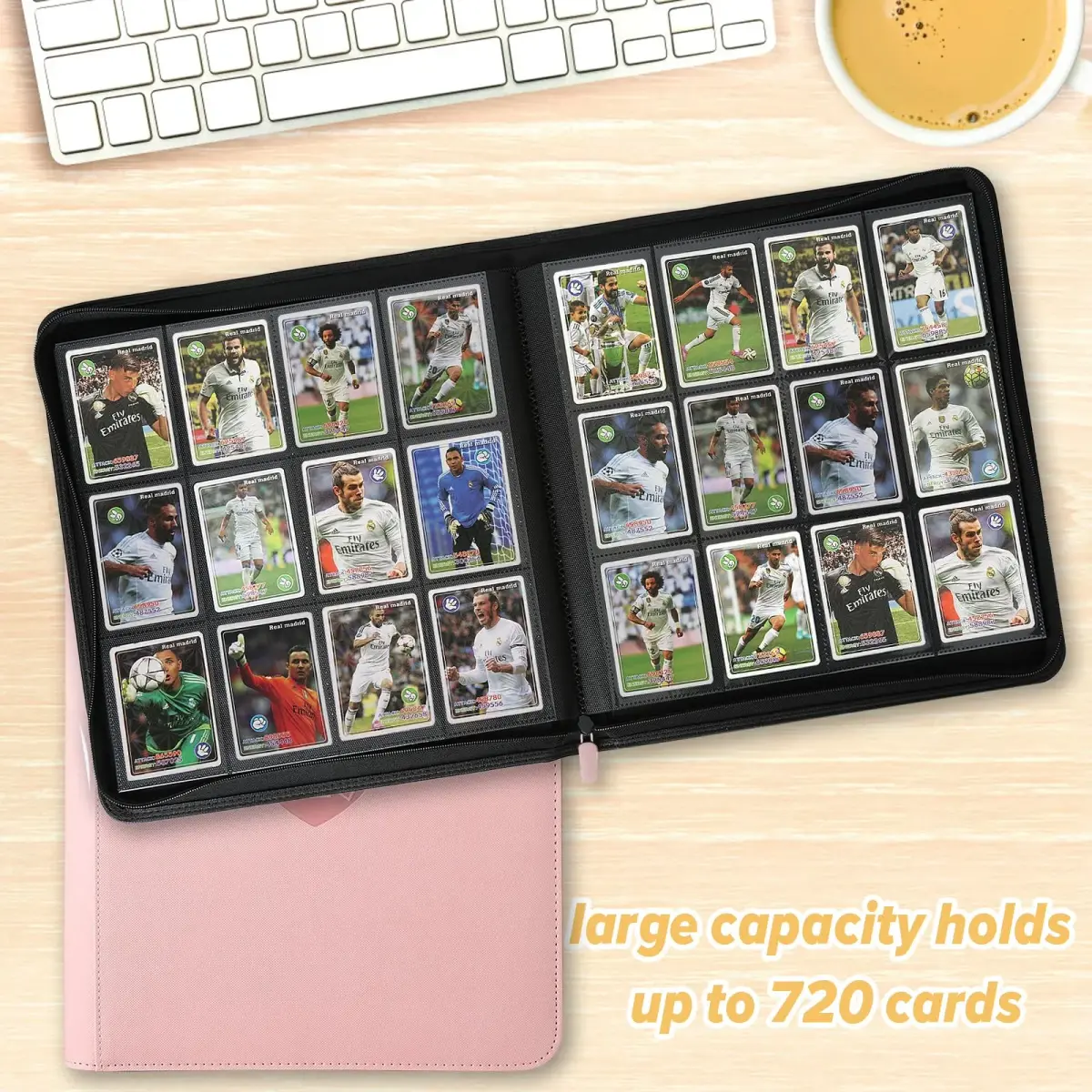 GERMUN Pink Trading Card Binder Ringless Side Loading 720 Cards | Acid-Free PU Zipper Album - view 5