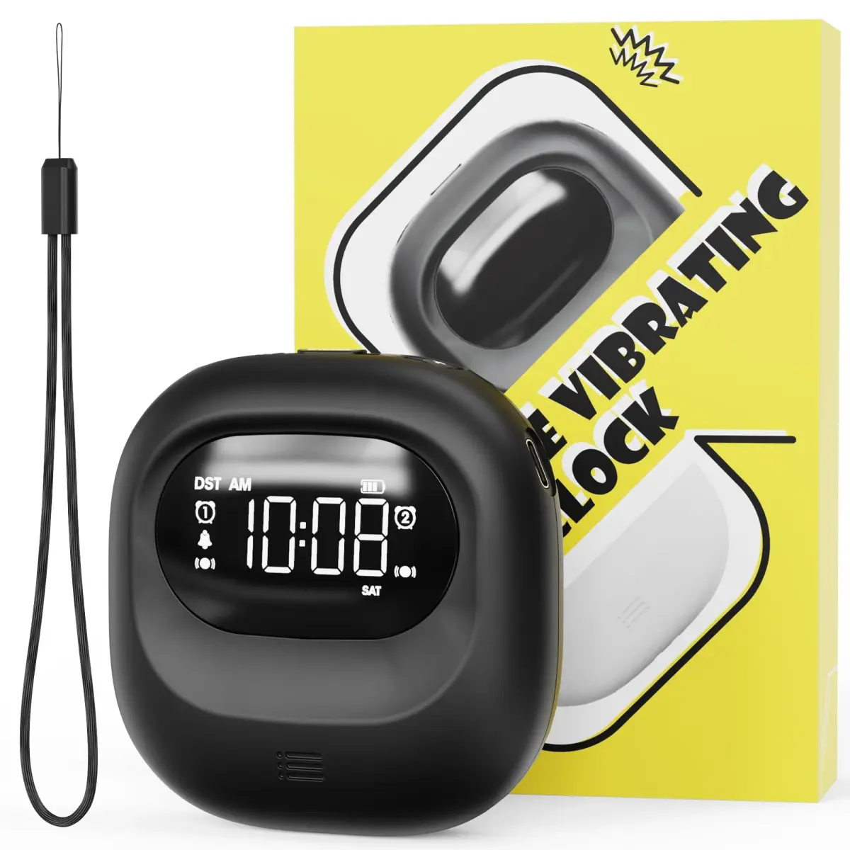 ROCAM Vibrating Alarm Clock Bed Shaker with 3000mAh Battery | Rechargeable, Silent Wake-Up, Dual Alarms, Travel-Friendly - main product image