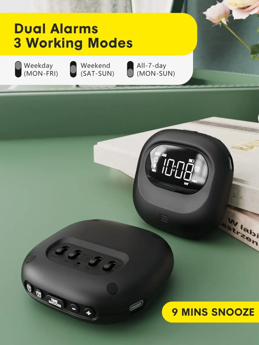ROCAM Vibrating Alarm Clock Bed Shaker with 3000mAh Battery | Rechargeable, Silent Wake-Up, Dual Alarms, Travel-Friendly - view 7