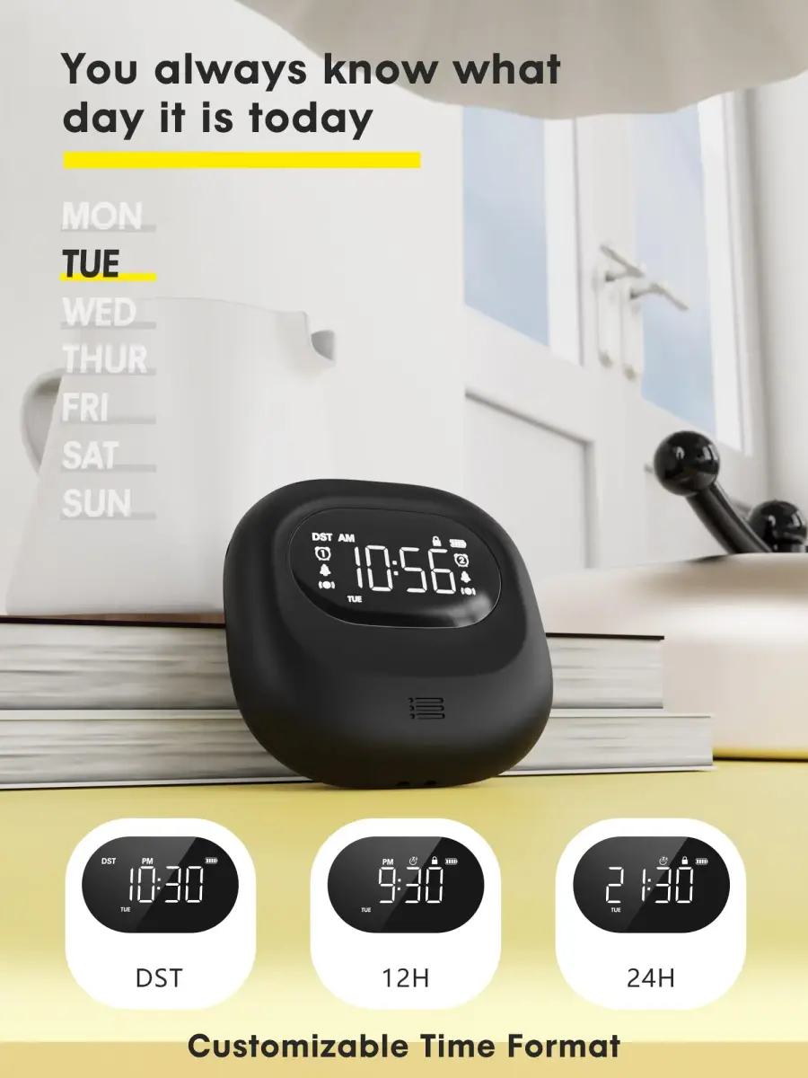 ROCAM Vibrating Alarm Clock Bed Shaker with 3000mAh Battery | Rechargeable, Silent Wake-Up, Dual Alarms, Travel-Friendly - view 8