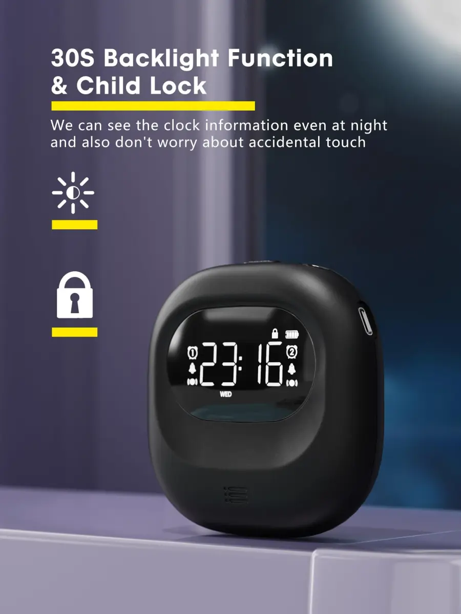 ROCAM Vibrating Alarm Clock Bed Shaker with 3000mAh Battery | Rechargeable, Silent Wake-Up, Dual Alarms, Travel-Friendly - view 9