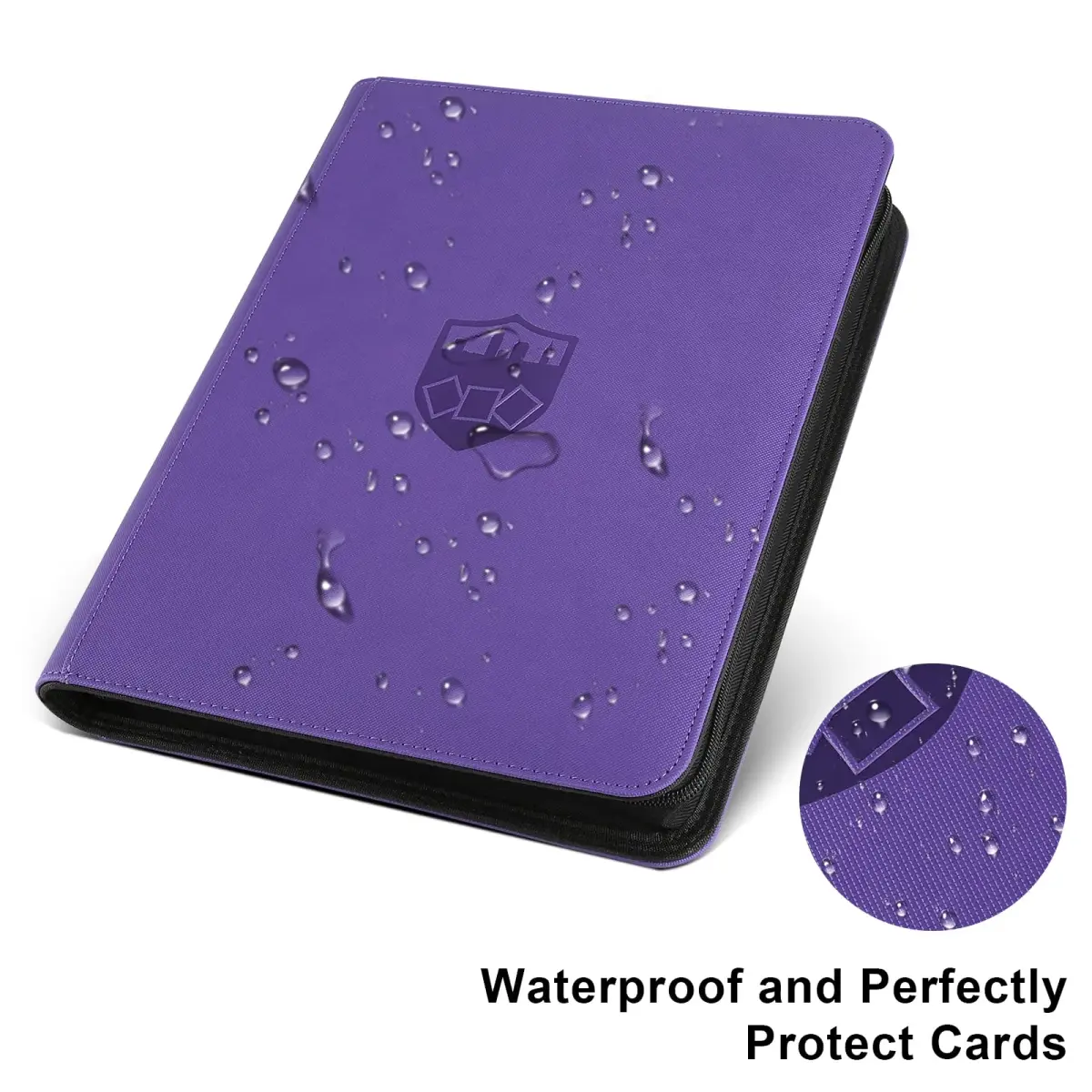 GERMUN Ringless Trading Card Binder, 720 Cards PU Fixed Page Zipper Album (Purple, 12 Pockets) - view 2